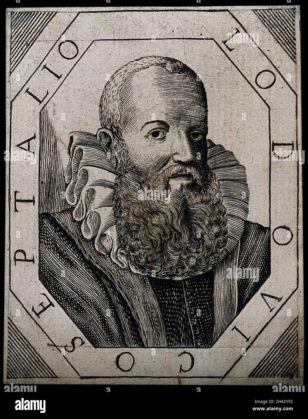 Luigi Settala. Line engraving, 1666, after R. Sadeler, 1607 Stock Photo