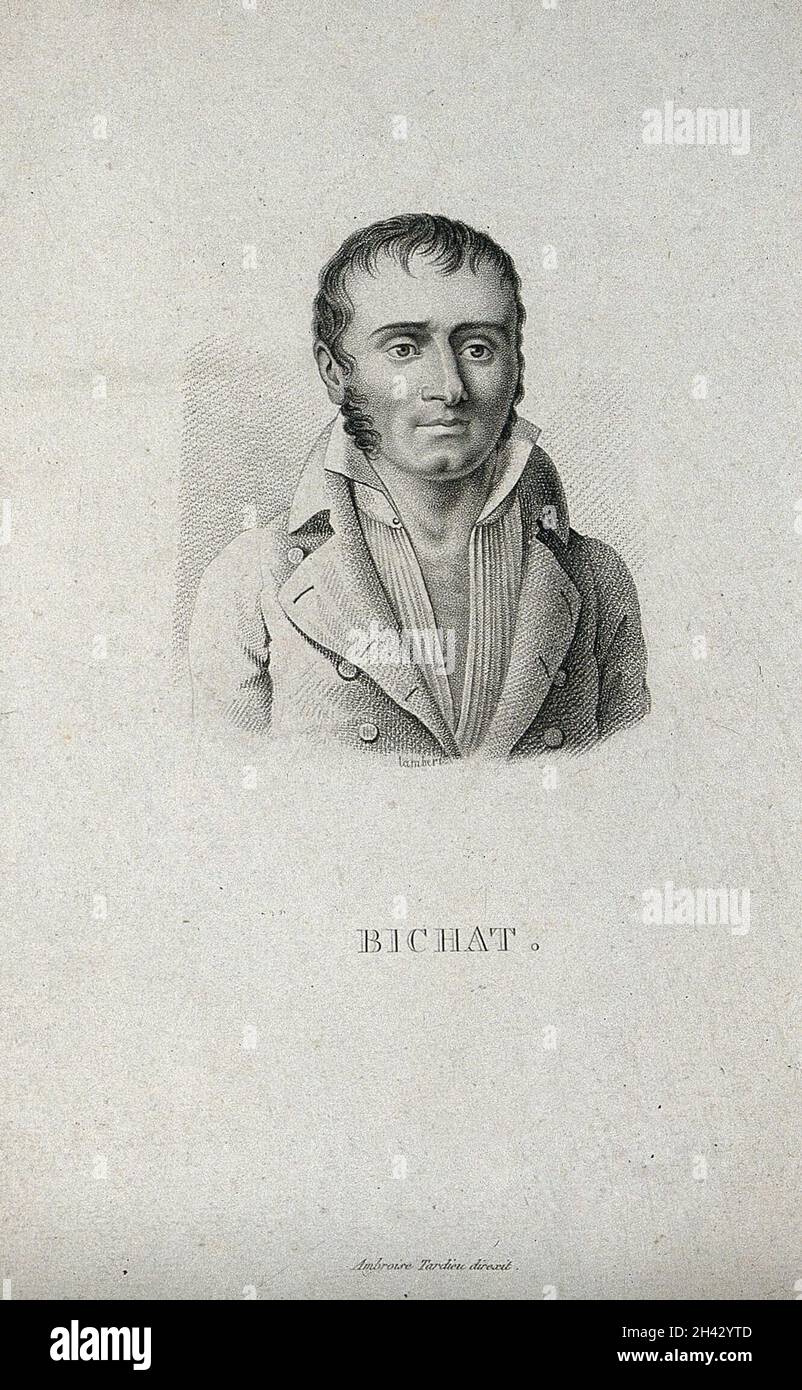 Marie François Xavier Bichat. Stipple engraving by Lambert. Stock Photo