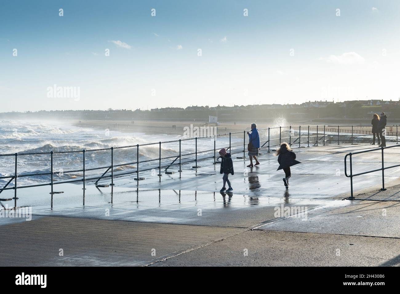 Lively sea at GorlestononSea, Norfolk, UK Stock Photo Alamy