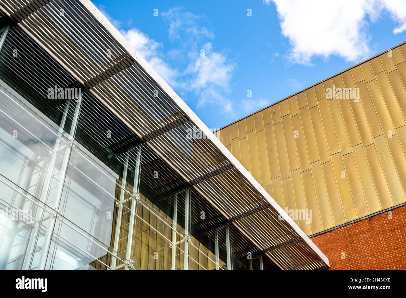 Epsom Surrey London UK, October 31 2021, Close Up Of A Modern Abstract Architectural Town Centre Design Feature With Strong Geometric Lines And No Peo Stock Photo