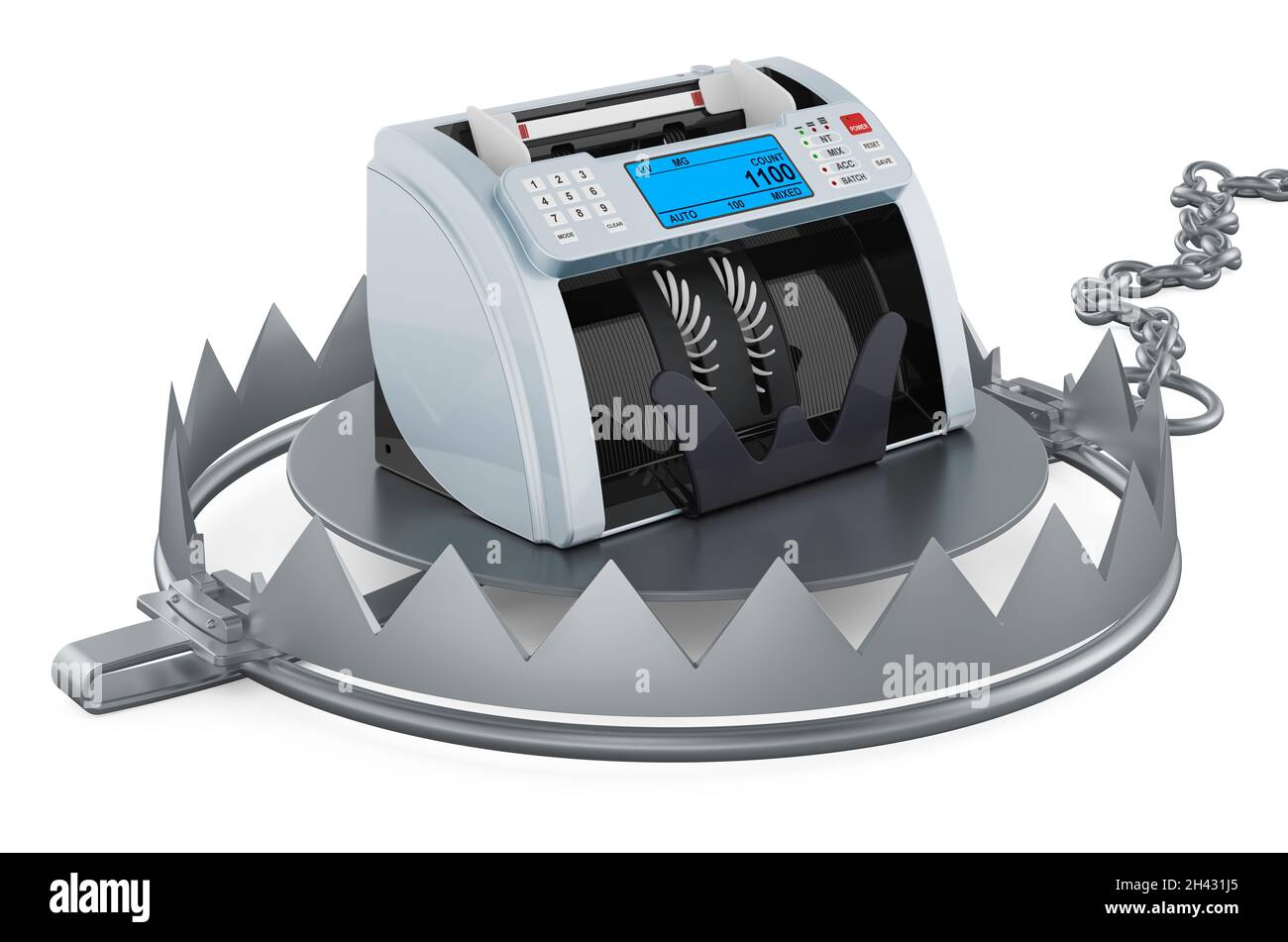 Bear trap with banknote counter, 3D rendering isolated on white ...