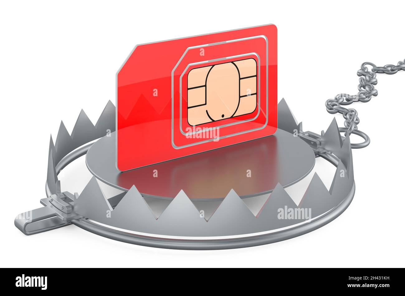 Bear trap with sim card, 3D rendering isolated on white background ...