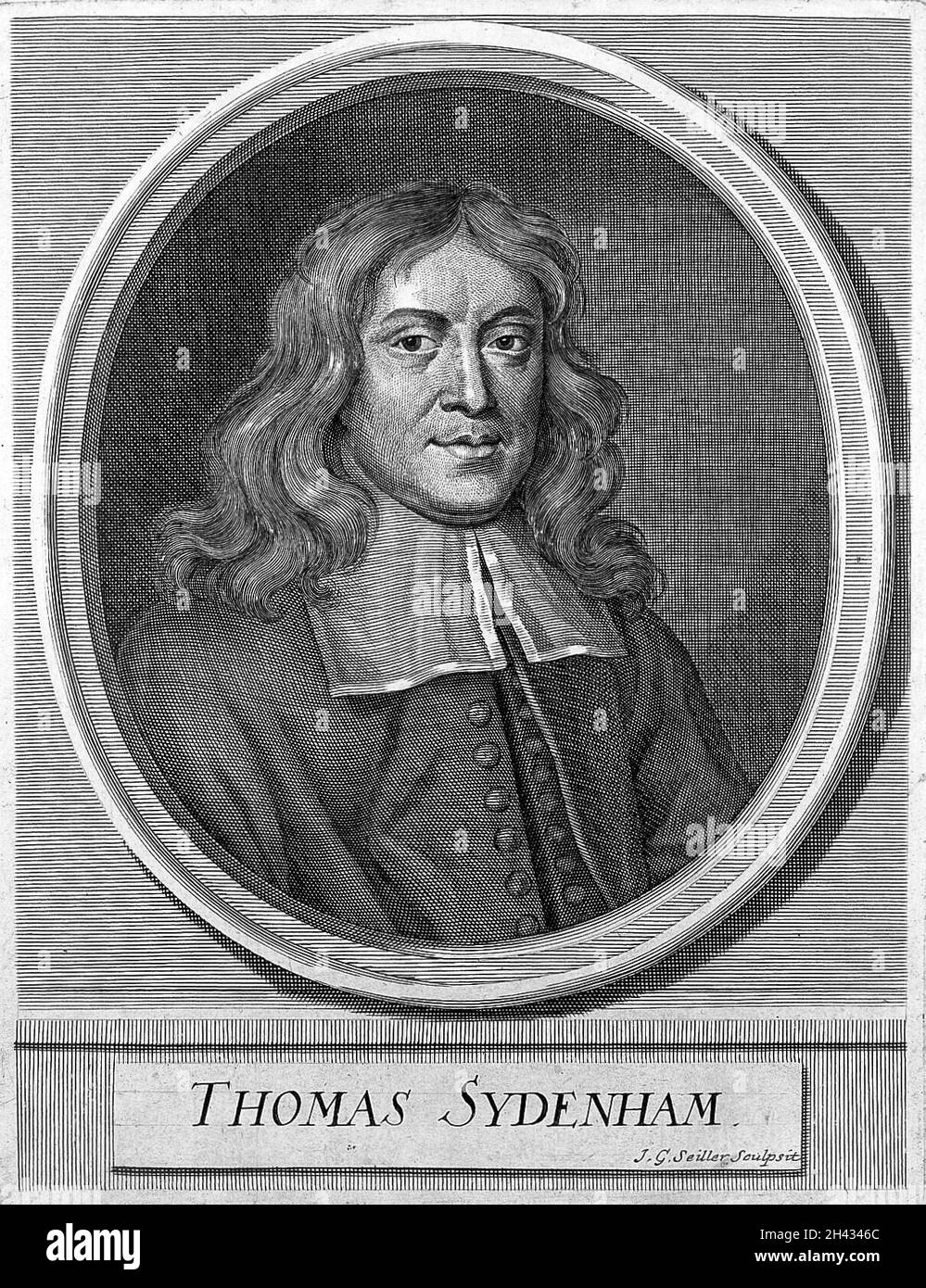 Thomas Sydenham. Line engraving by J. G. Seiller, 1716, after Mary ...