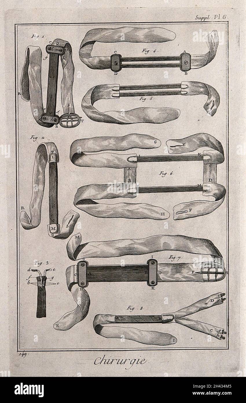 Surgical instruments. Engraving with etching Stock Photo Alamy