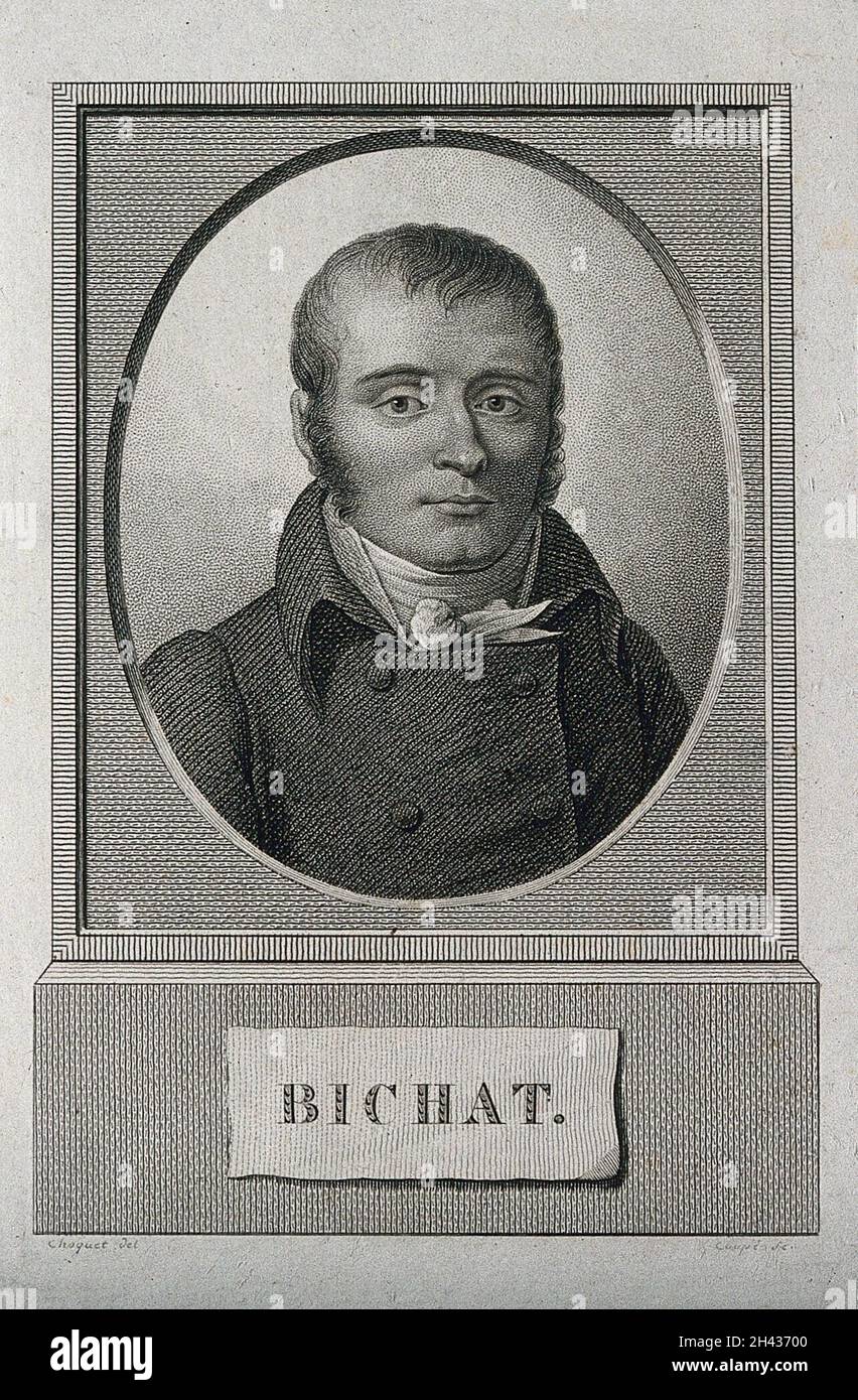 Marie François Xavier Bichat. Stipple engraving by A. Coupé after Choquet. Stock Photo
