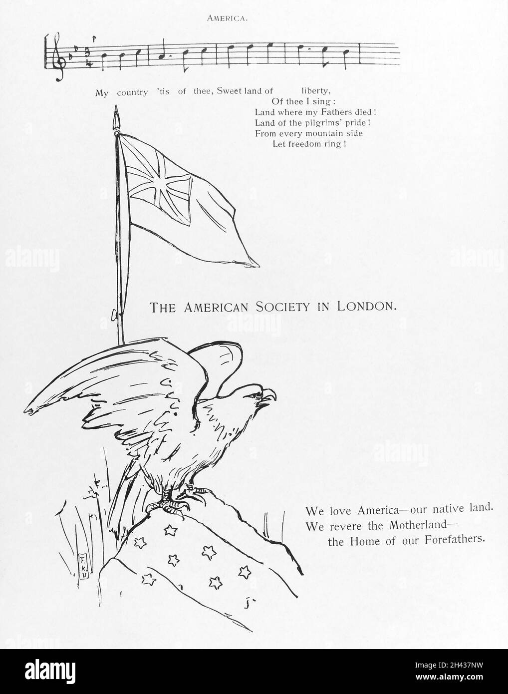 Song sheet for 'Queen of My Heart' included in a 'Souvenier of Thanksgiving Day' for the Thanksgiving Day Banquet of the American society of London, held at the Hotel Cecil, London, November 26th, 1896 Stock Photo