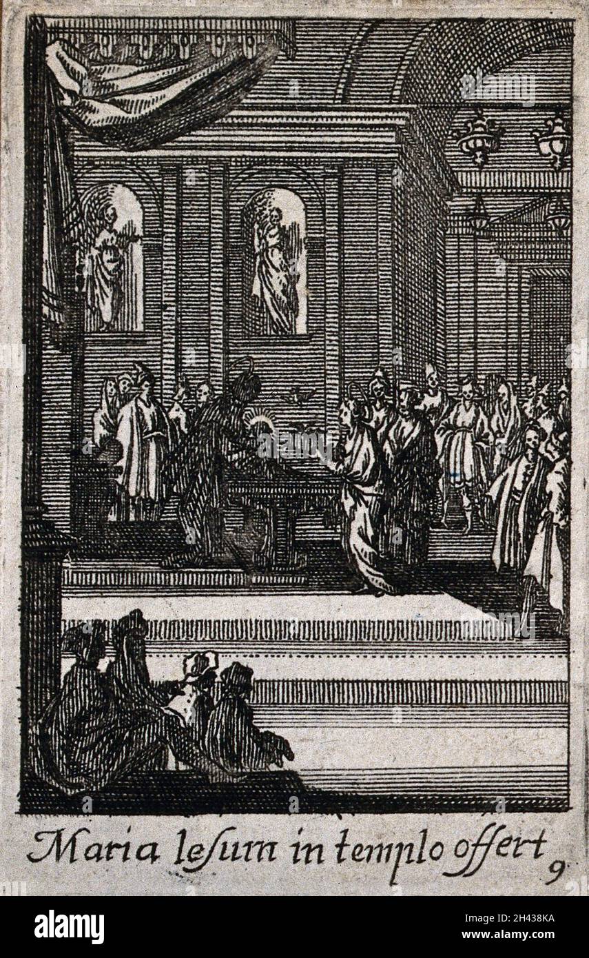The presentation of Jesus at the Temple. Etching Stock Photo - Alamy