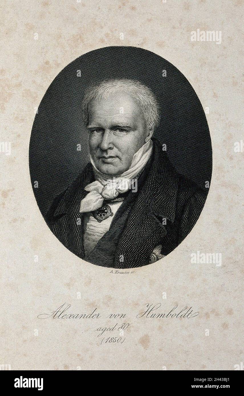 Friedrich Heinrich Alexander von Humboldt. Line engraving by A. Krausse