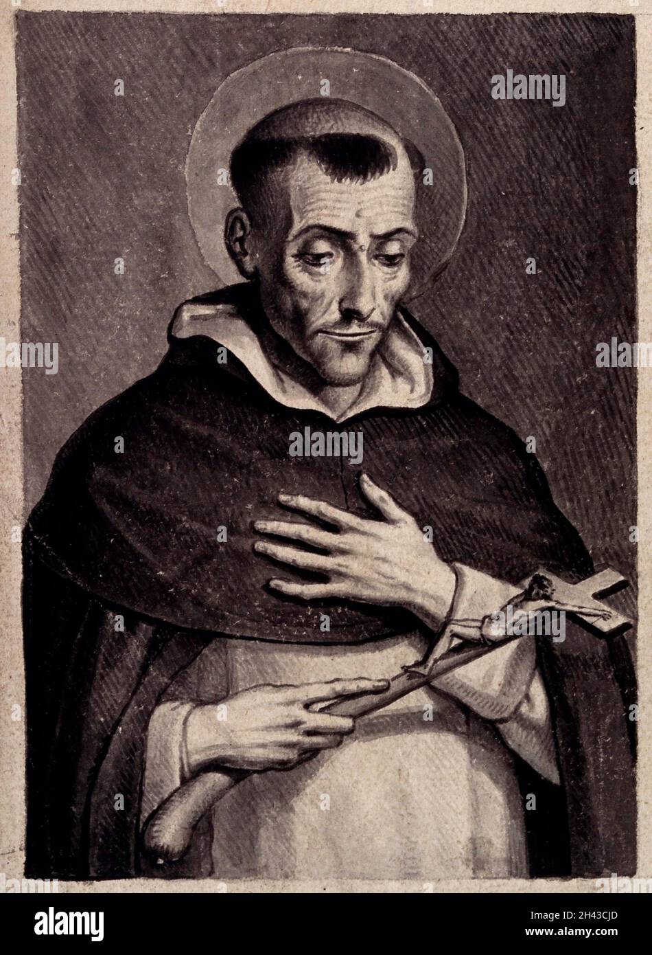 Saint Louis Bertrand (Luis Beltrán). Watercolour drawing Stock