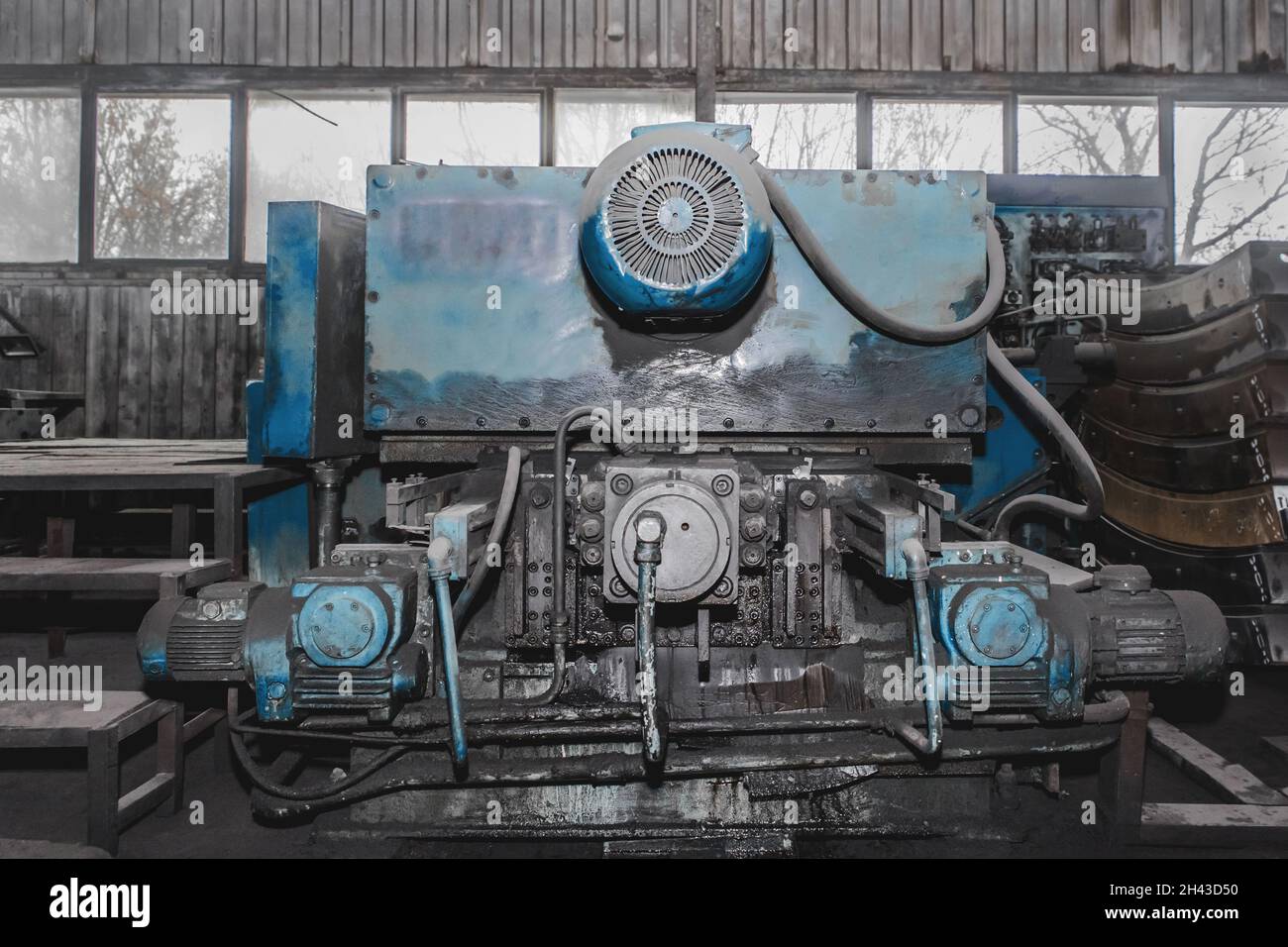 Old milling machine equipment with electric flange motors tool for