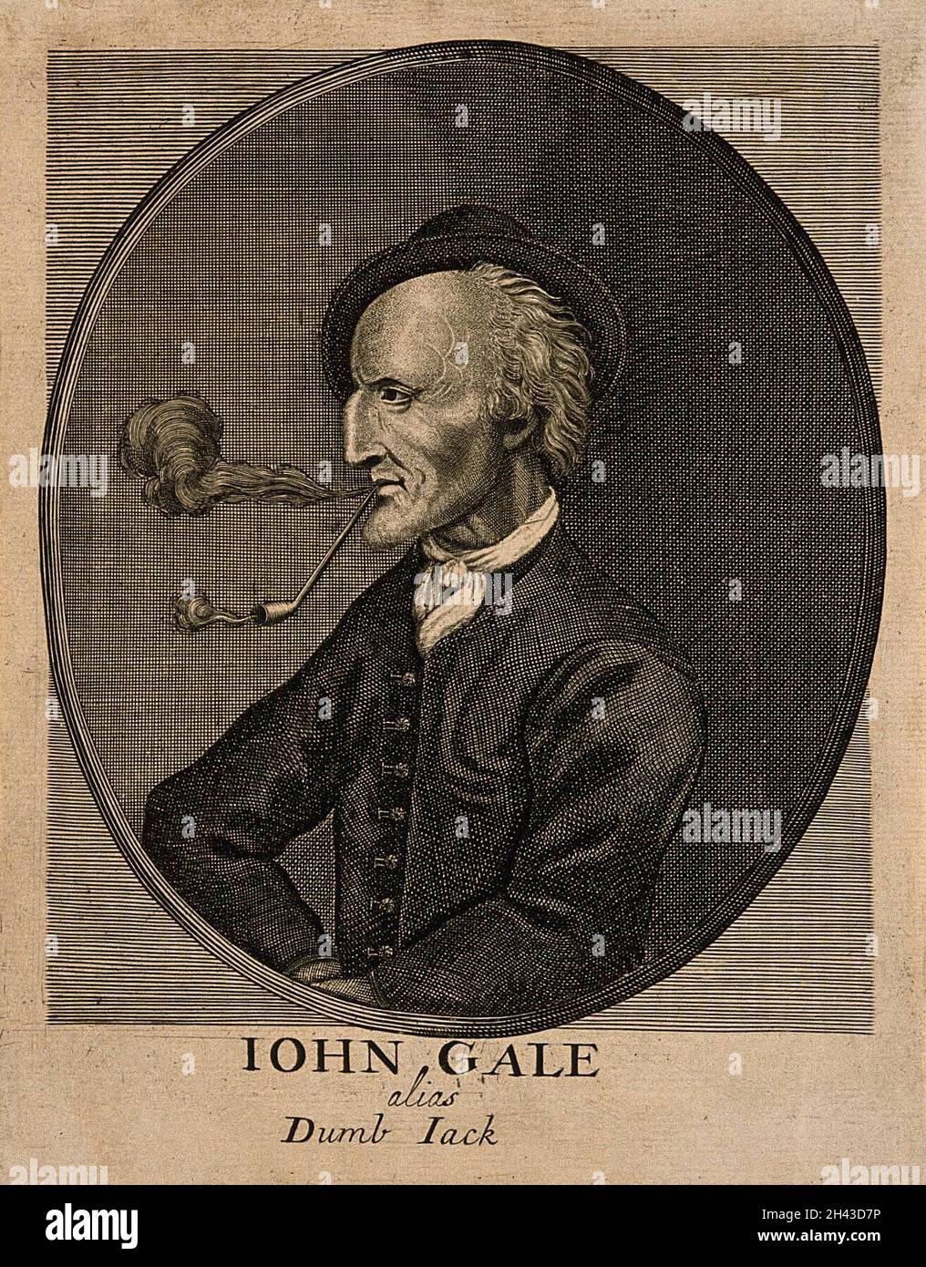 John Gale, known as Dumb Jack, a deaf mute man. Line engraving Stock