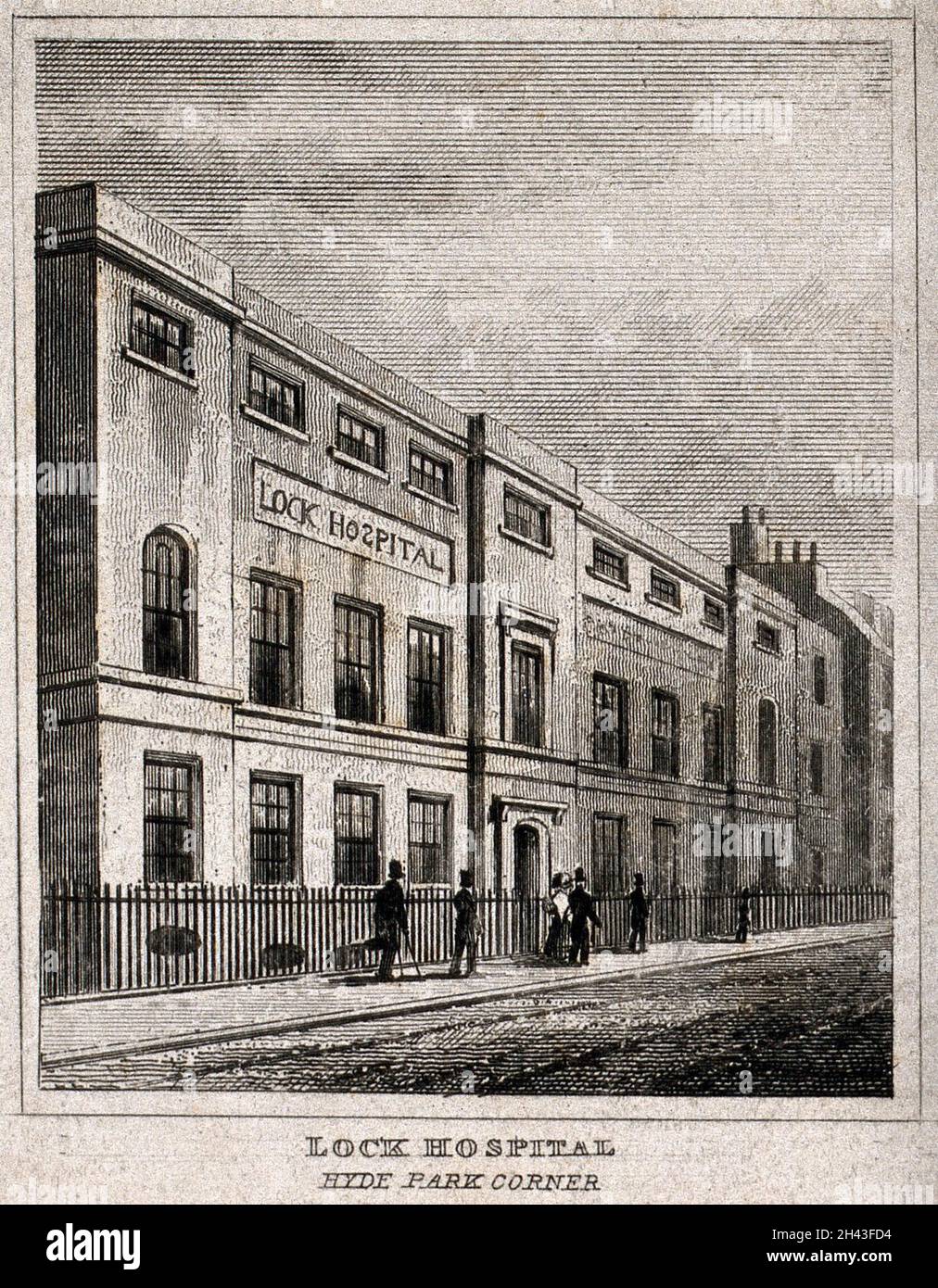 The Lock Hospital, Hyde Park Corner, Westminster. Engraving by J. Shury