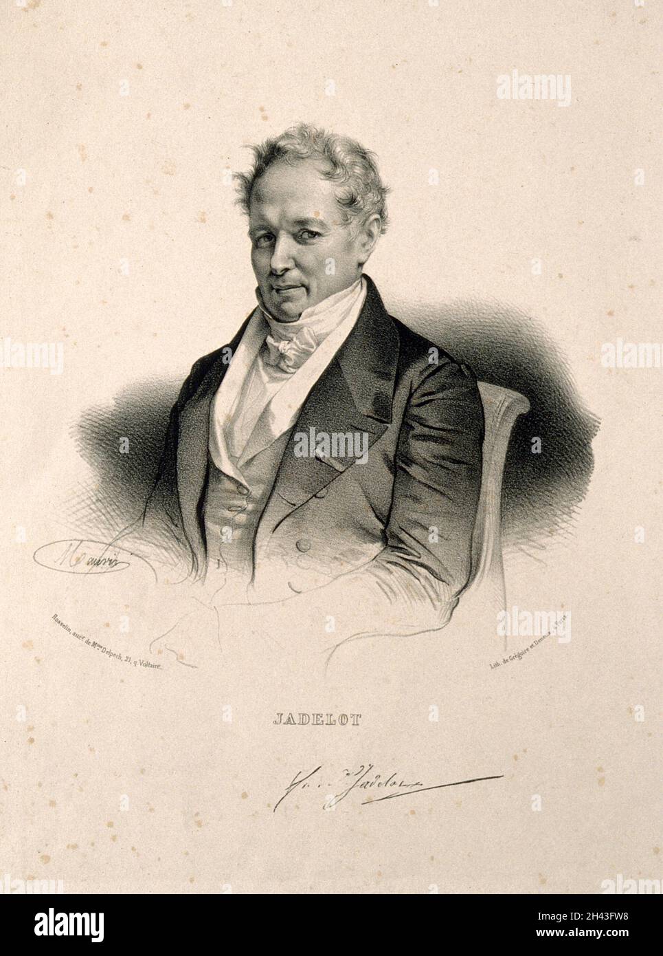 Jean François Nicolas Jadelot. Lithograph by N. E. Maurin. Stock Photo