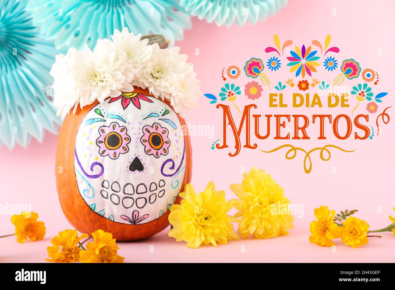 Greeting card for Mexico's Day of the Dead (El Dia de Muertos Stock