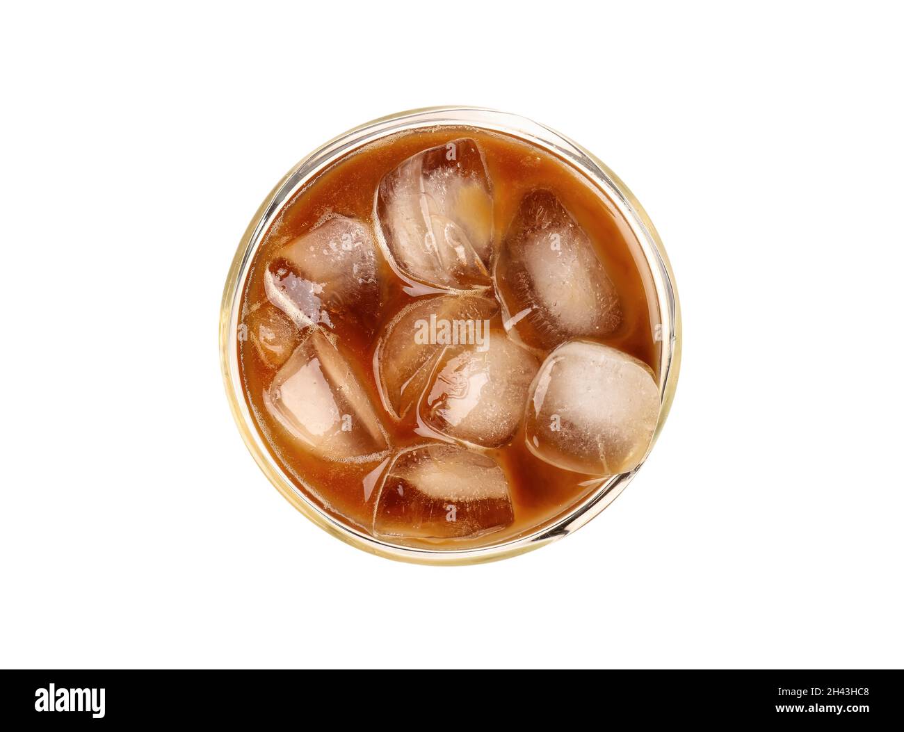 Glass of tasty iced coffee on white background Stock Photo - Alamy