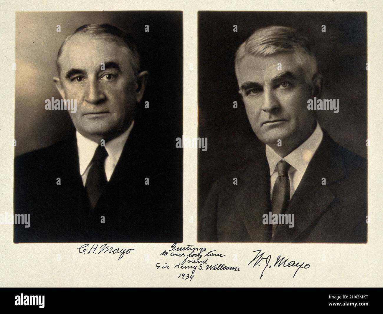 Charles Horace Mayo and William James Mayo. Photograph presented to Sir Henry Wellcome, 1934. Stock Photo