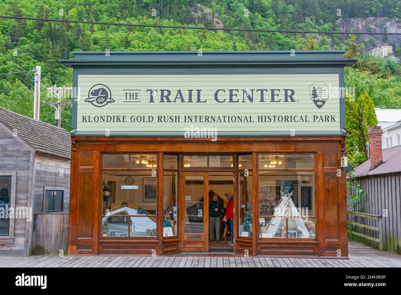 Alaska, Skagway, Klondike Gold Rush National Historical Park, The Trail Center, provides permits and information for hiking the Chilkoot Trail Stock Photo