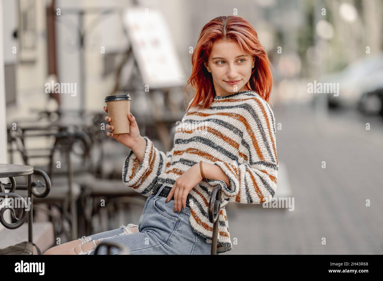 Girl with coffee cup Stock Photo