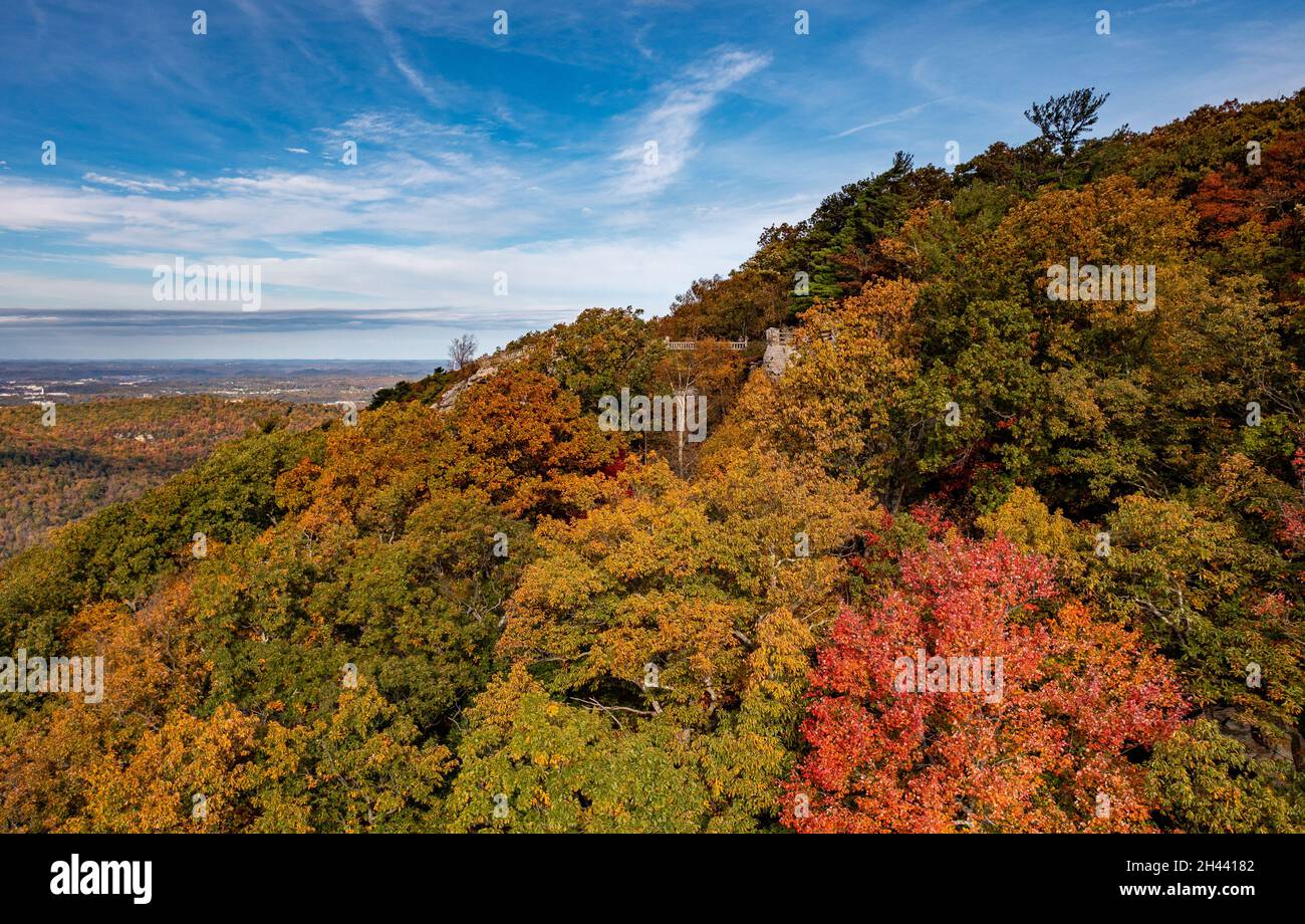 Coopers Rock state park overlook over the Cheat River in narrow wooded gorge in the autumn. Park is near Morgantown, West Virginia Stock Photo