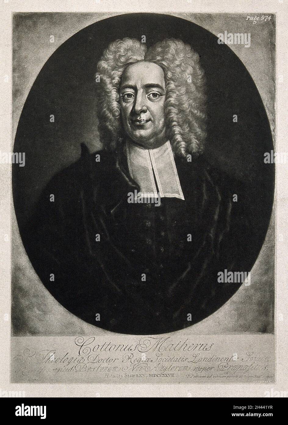 Cotton Mather. Photogravure after P. Pelham, 1727 Stock Photo Alamy