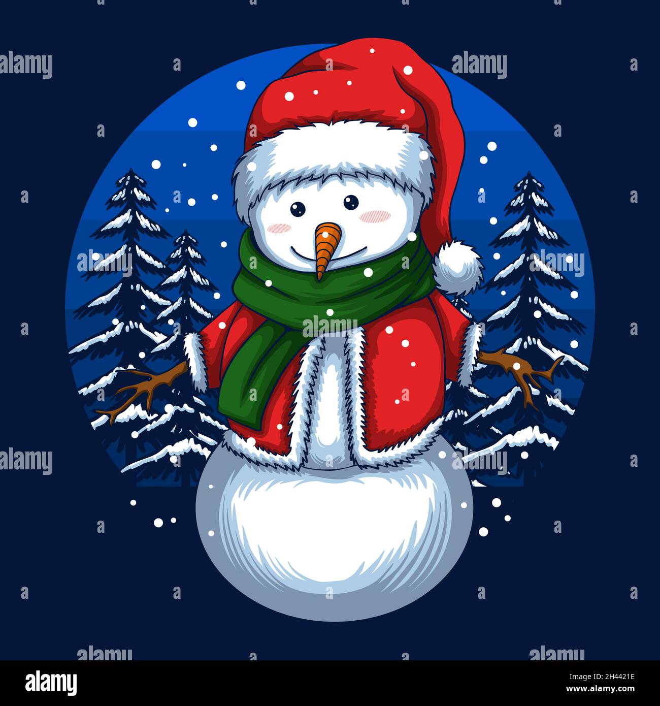 Merry christmas snowman vector illustration Stock Vector Image & Art ...