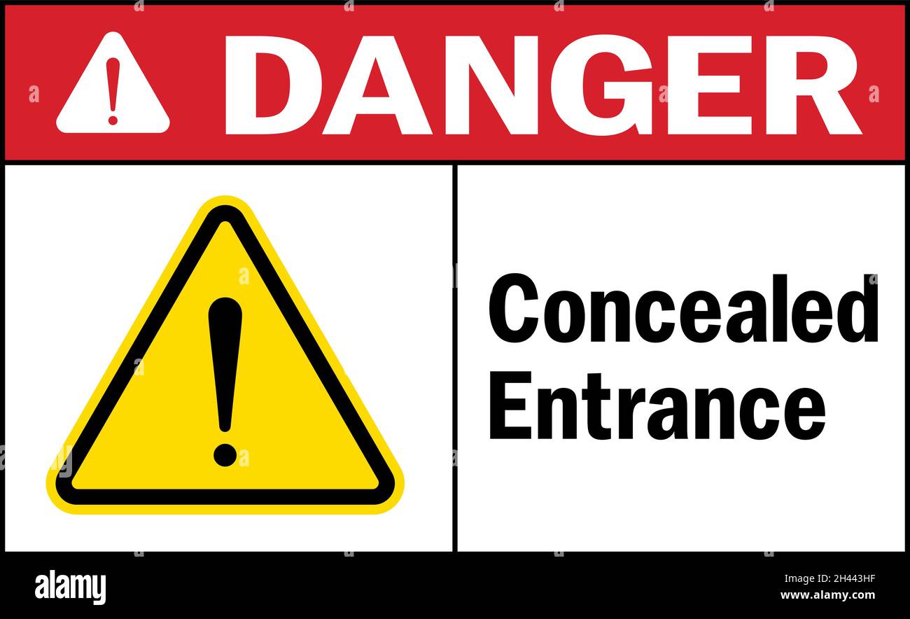 Concealed Entrance danger sign. Safety signs and symbols. Stock Vector