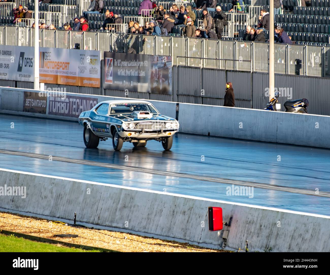 Classic Dodge charger American muscle car racing the quarter mile on ...