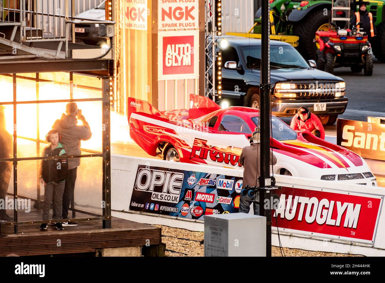 The Fire Storm jet engine dragster on the start line of the quarter