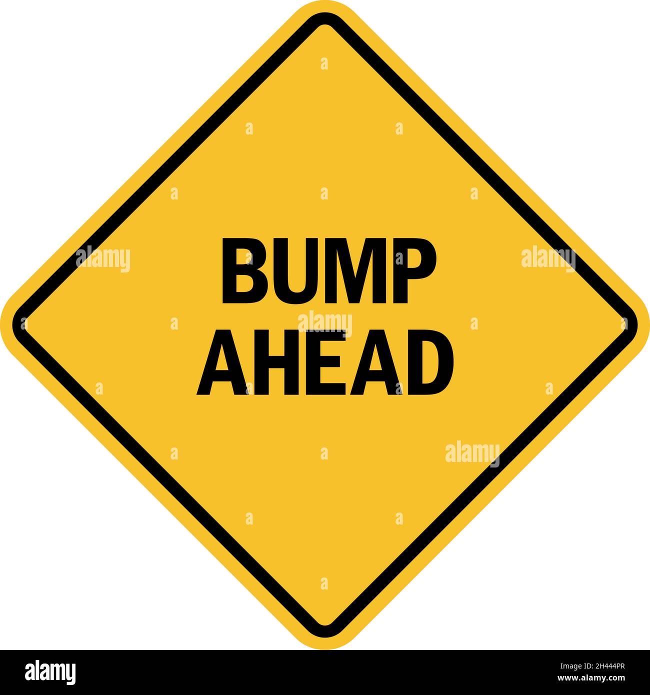 Bump ahead sign. Black on yellow diamond background. Traffic signs and symbols. Stock Vector