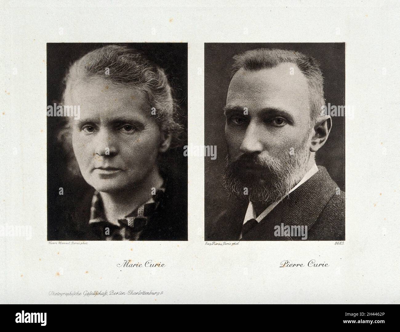 Marie Curie and Pierre Curie. Photogravure after Henri Manuel and Eugene Pirou. Stock Photo