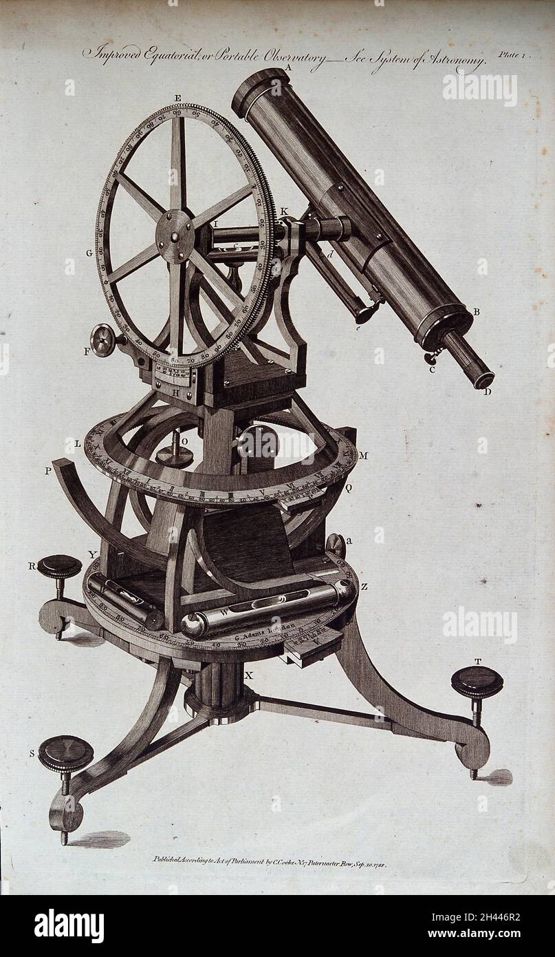 An Engraving Depicting A Refracting Telescope Built By Joseph Von