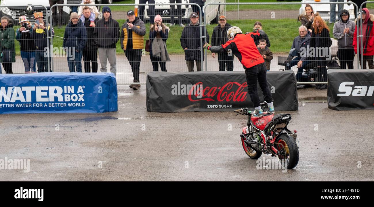 Lee Bowing Racing Lee Bowers, stunt bike rider, putting on a show at the Flame & Thunder ...