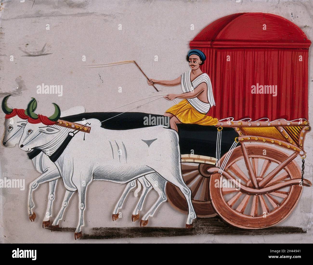Bullocks with painted horns drawing a bullock cart, India Stock Photo -  Alamy