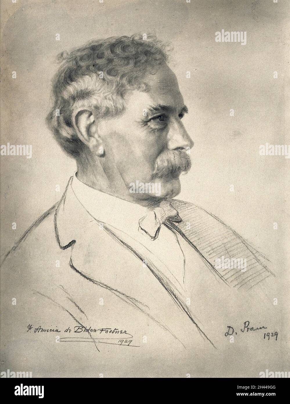 Sir David Prain. Photograph after a drawing by F.A. de Biden Footner, 1909. Stock Photo