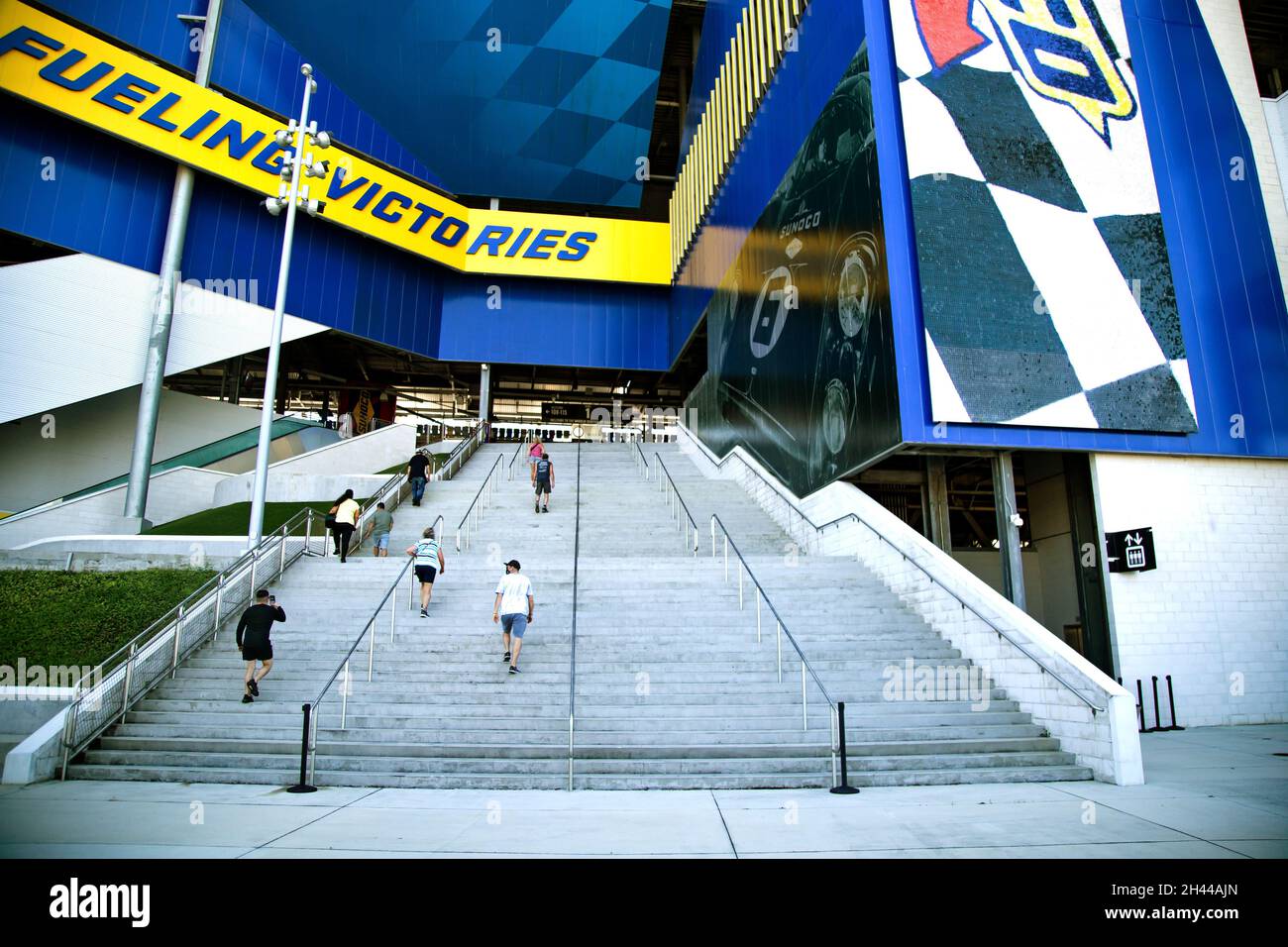 Walking up the steps of the Daytona International Speedway in Daytona Florida Stock Photo