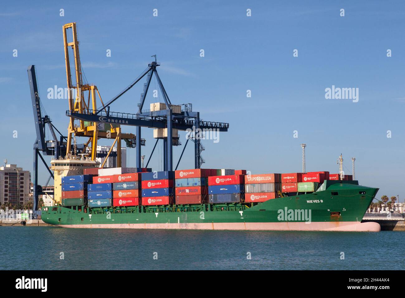 Container ship in Cadiz, Andalucia, Spain Stock Photo