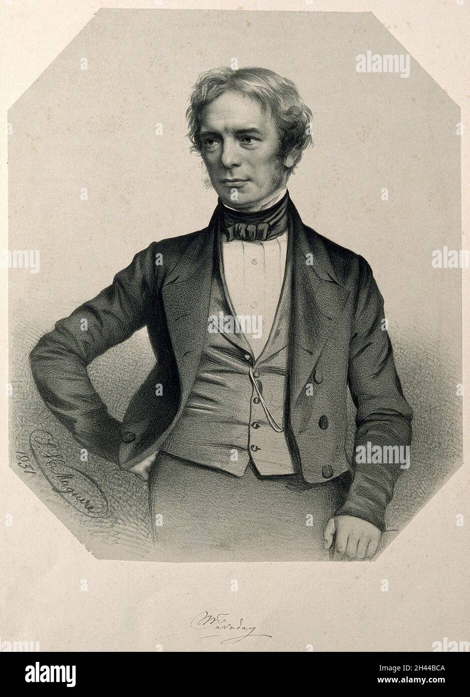 Michael Faraday. Lithograph by T. H. Maguire, 1851. Stock Photo