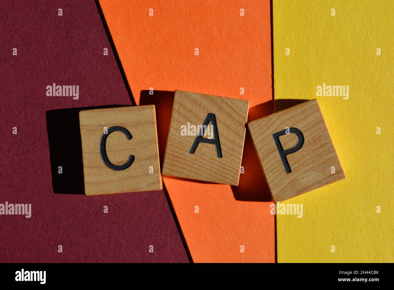 Cap, word in wooden alphabet letters used by Generation Z to mean