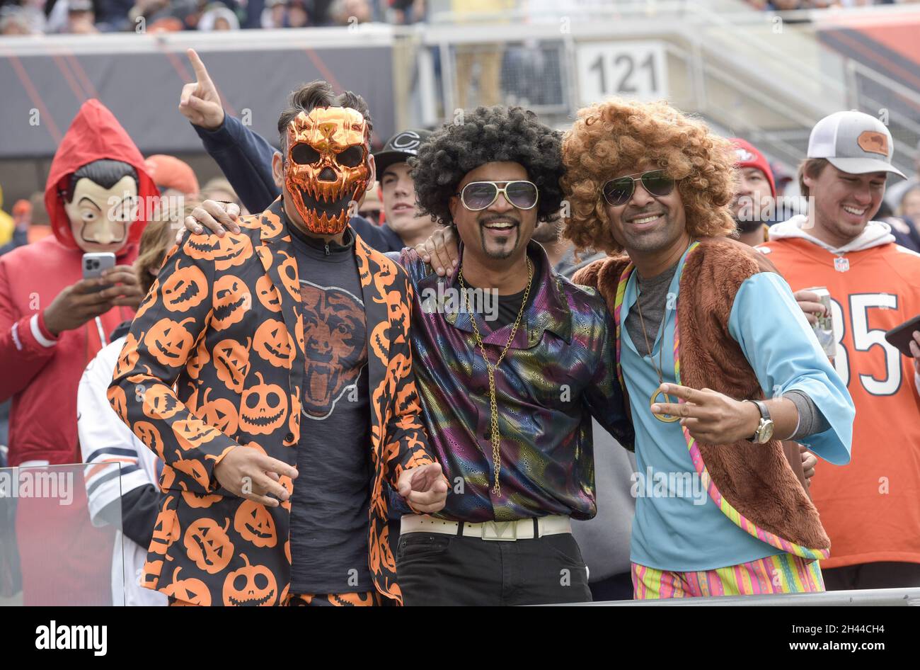Chicago, United States. 31st Oct, 2021. Chicago Bears fans get into the Halloween Spirit as the Bears take on the San Francisco 49ers at Soldier Field in Chicago on Sunday, October 31, 2021. Photo by Mark Black/UPI Credit: UPI/Alamy Live News Stock Photo