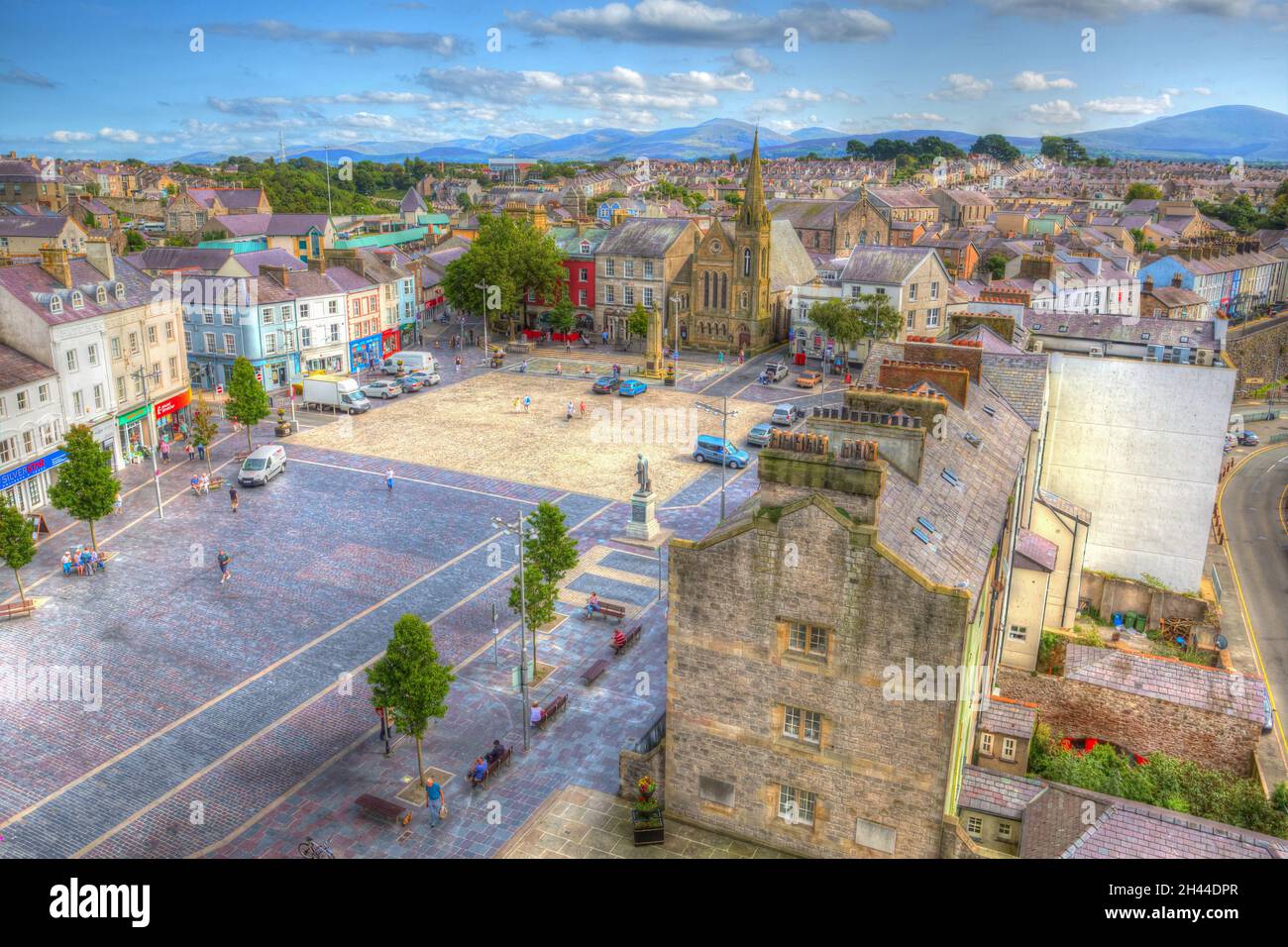 Caernarfon town view North Wales UK in summer on a beautiful day Stock Photo