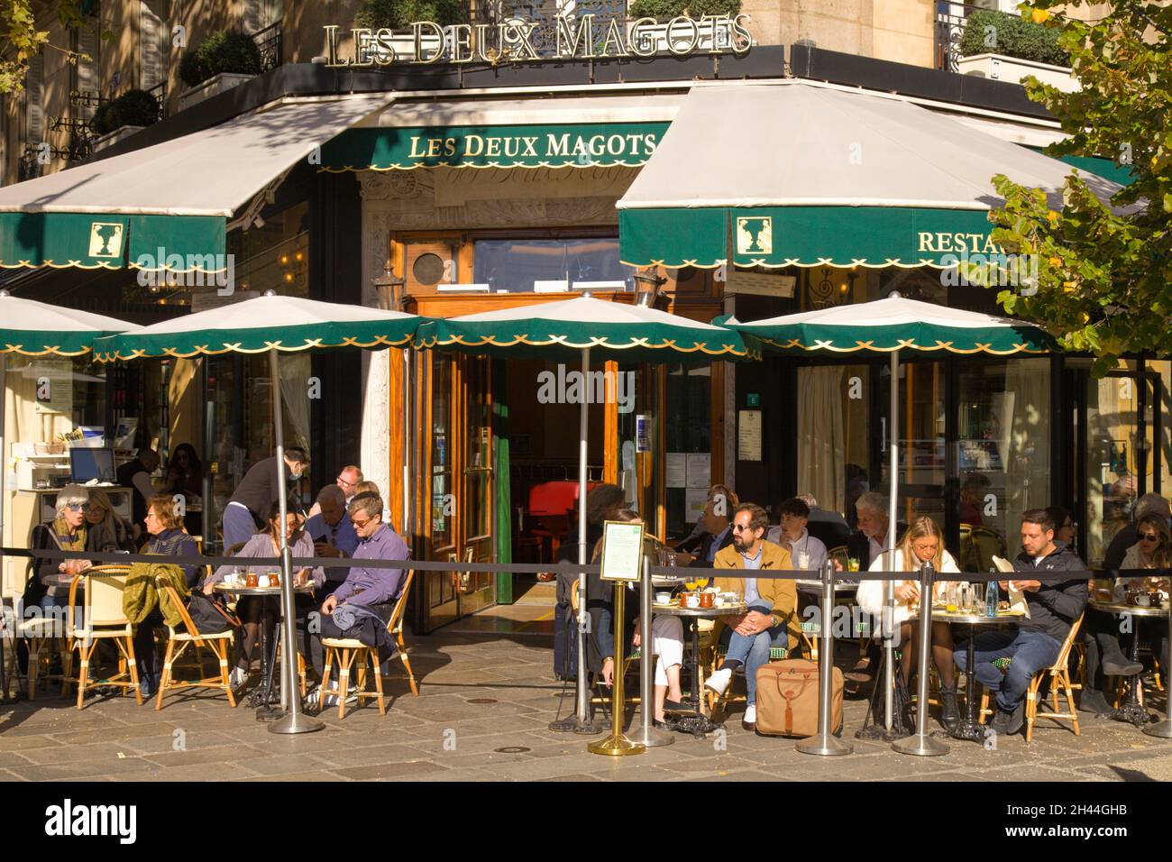 France, Paris, Les Deux Magots, cafe, restaurant, people, Stock Photo