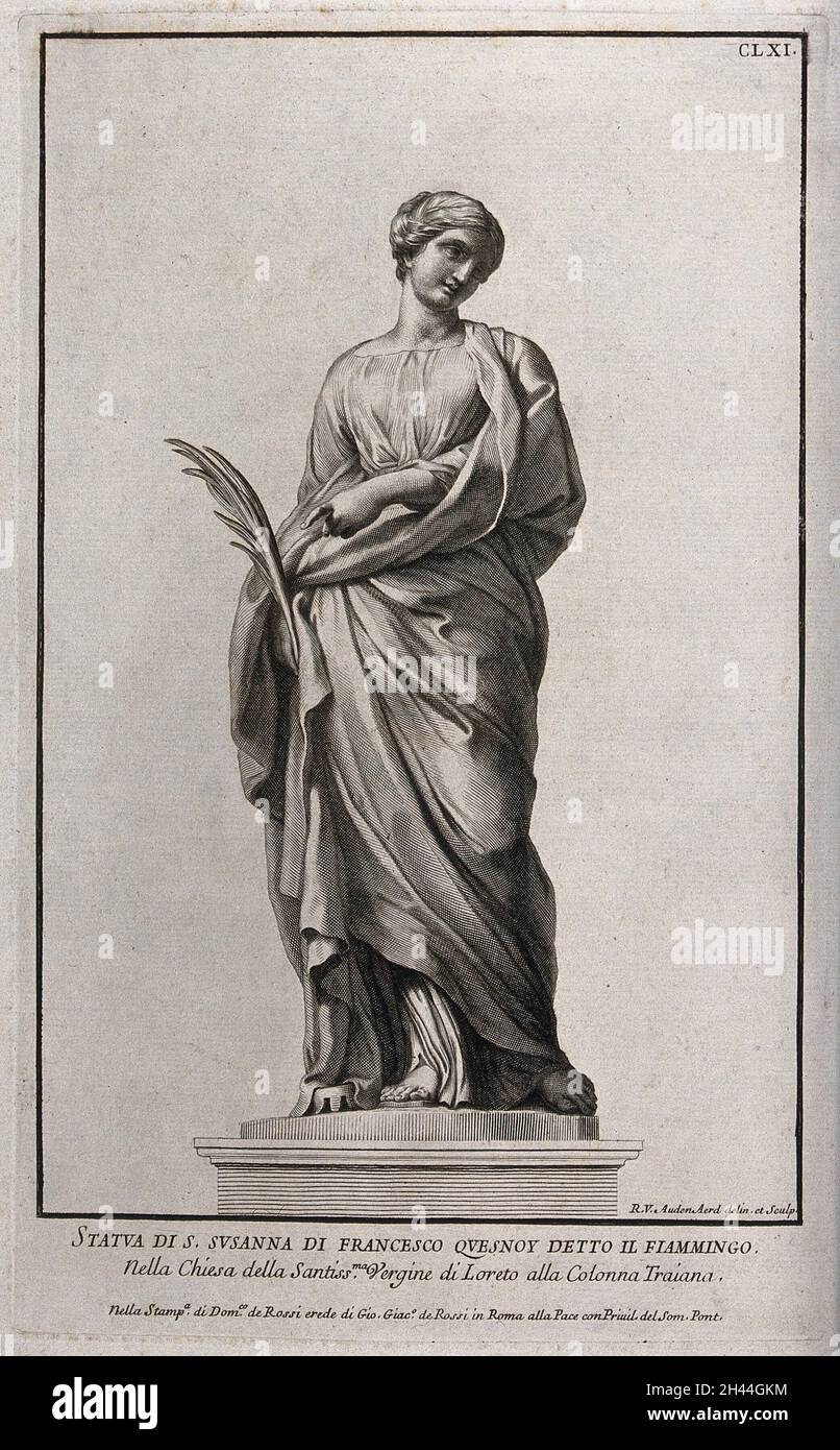 Saint Susanna of Rome. Line engraving by R. van Audenaerd after F