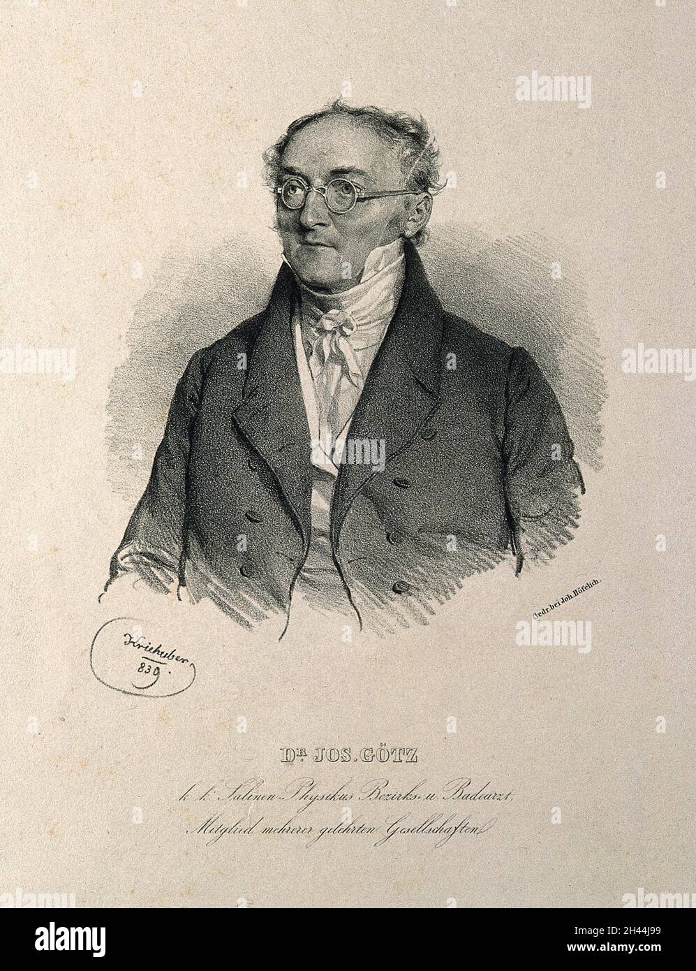 Joseph Goetz. Lithograph by J. Kriehuber, 1839 Stock Photo - Alamy