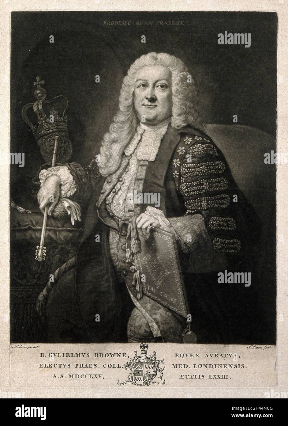 Sir William Browne. Mezzotint by J. Dixon after T. Hudson. Stock Photo