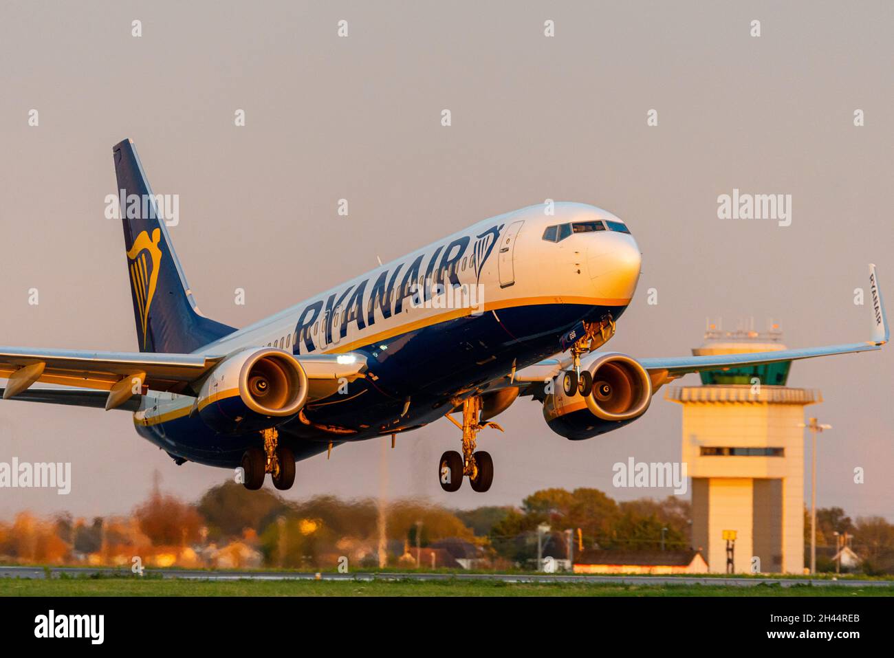 Ryanair Boeing 737 jet airliner plane taking off from London Southend