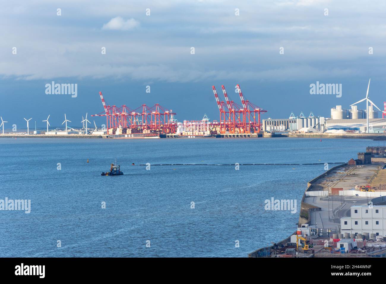 Liverpool2 Container Terminal, River Mersey, Liverpool, Merseyside, England, United Kingdom Stock Photo