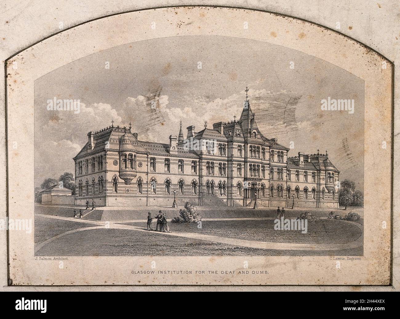 Deaf and Dumb Institution, Glasgow. Line engraving by C. Lawrie after J