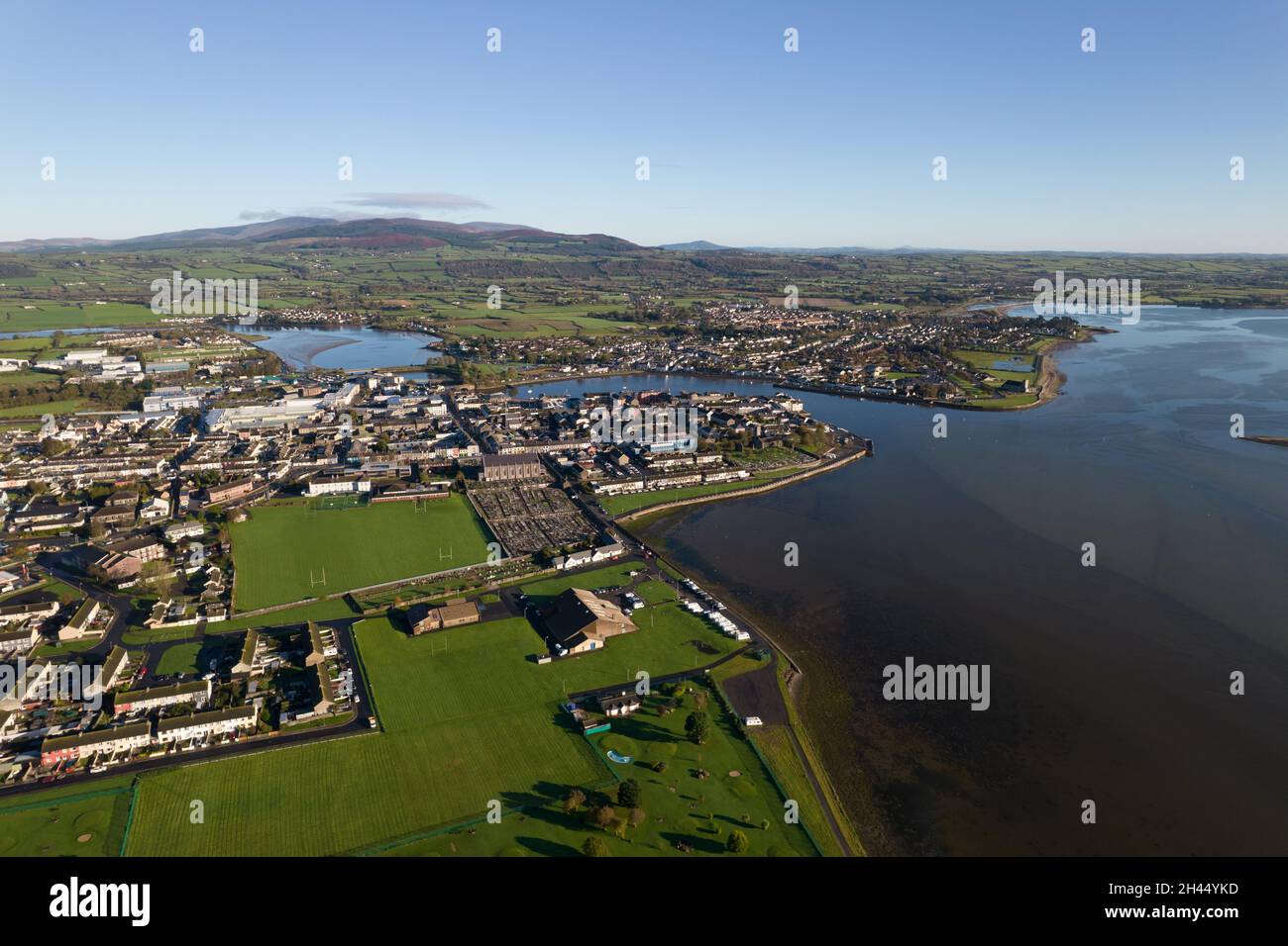 Drone image of Dungarvan town, County Waterford Stock Photo