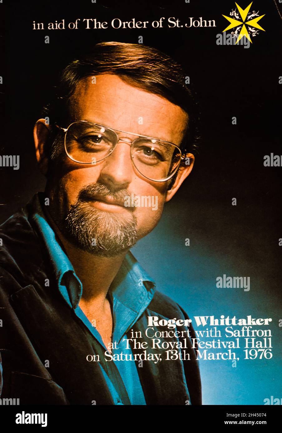 Memories of EMI - Programme of Roger Whittaker in Concert at The Royal Festival Hall, 13th March 1976. Stock Photo