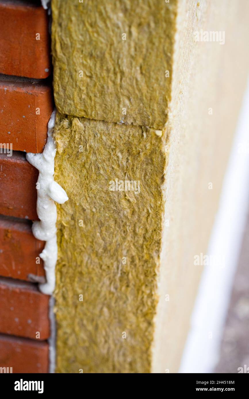 Thermal insulation material, rock wool. Thermal roof insulation layer